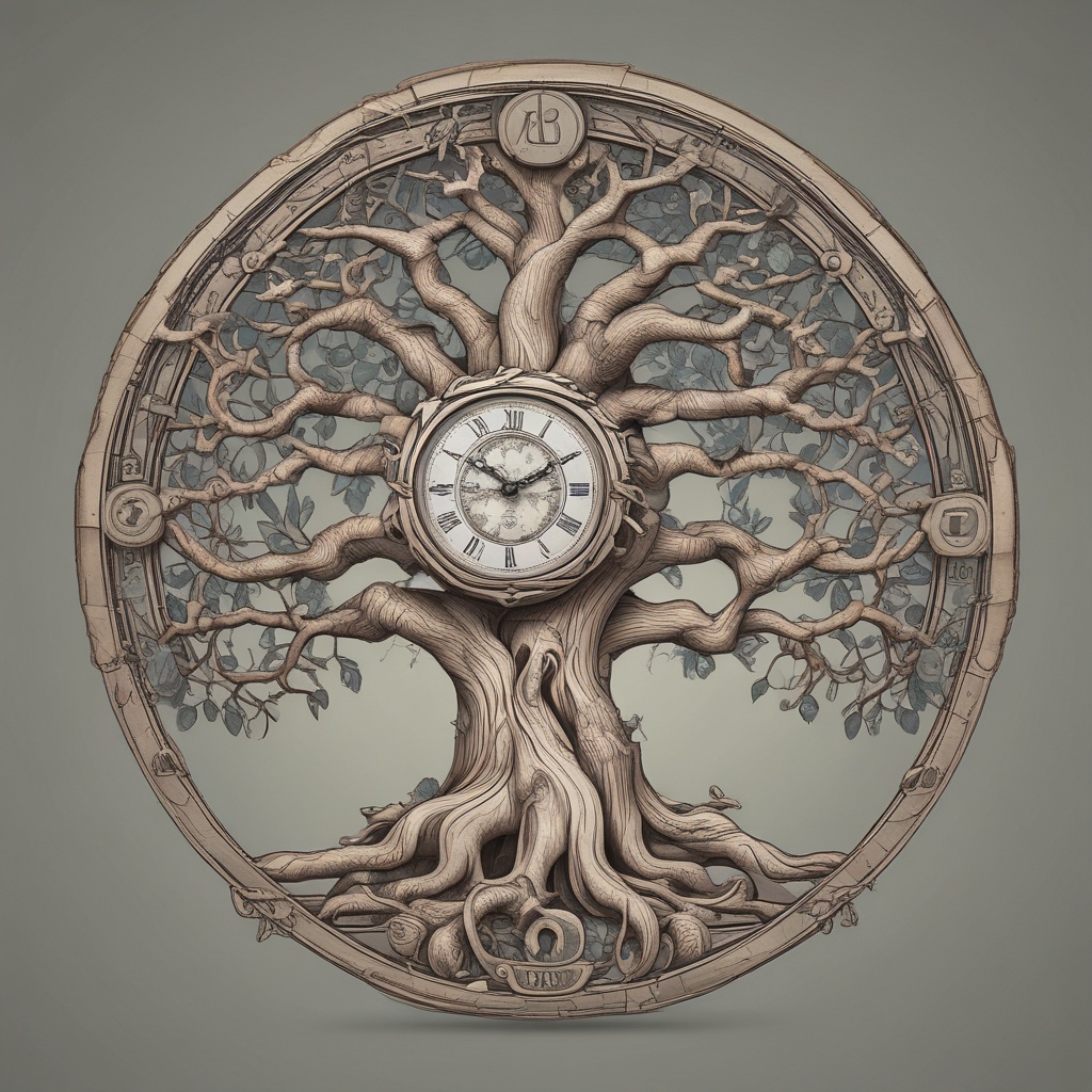Yggdrasil tree integrated into digital clock design